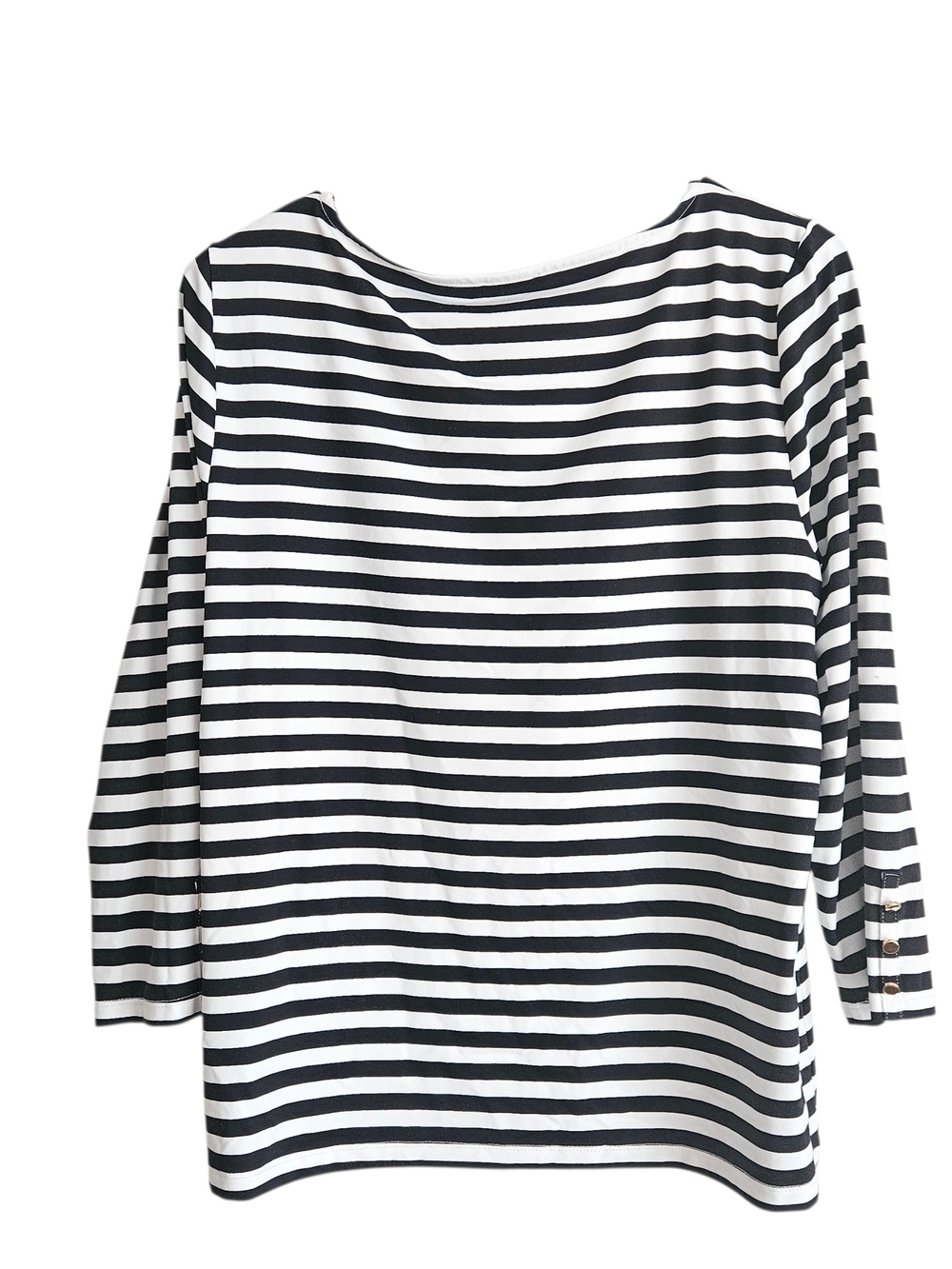 Talbots Black and White Striped Long Sleeve Scoop Neck Top Size L - Picture 2 of 5
